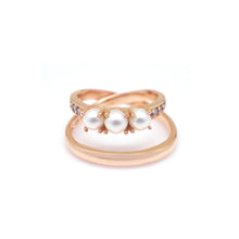 Load image into Gallery viewer, CARMINE 2 PEARL DBL ROW PAVED RING