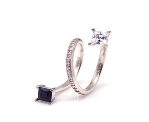'Z' LINE SQUARE STONE PAVE RING