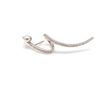 Load image into Gallery viewer, INFINITY SPIRAL PEARL PAVE EARRING