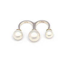 Load image into Gallery viewer, TRIO PEARL DBL FINGER OPEN RING