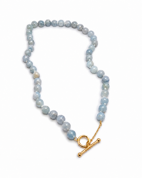 SAVINA AQUAMARINE BEADED NECKLACE