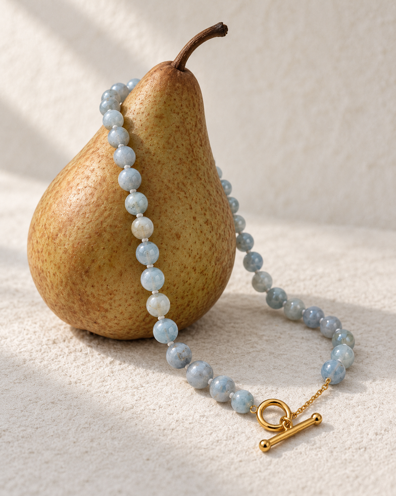 SAVINA AQUAMARINE BEADED NECKLACE