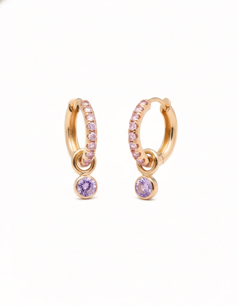 MINETTE 2 STONE PAVE HOOP EARRING