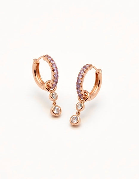 MINETTE 3 DUO STONE PAVE HOOP EARRING