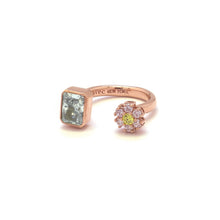 Load image into Gallery viewer, EVELYN 2 FLOWER SQ STONE OPEN RING
