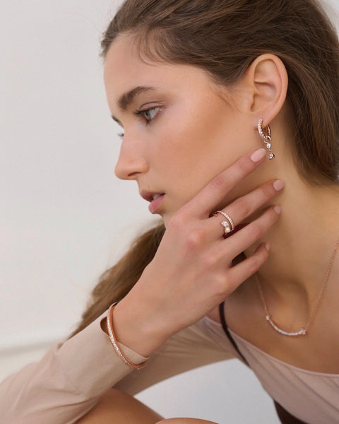 MINETTE 3 DUO STONE PAVE HOOP EARRING