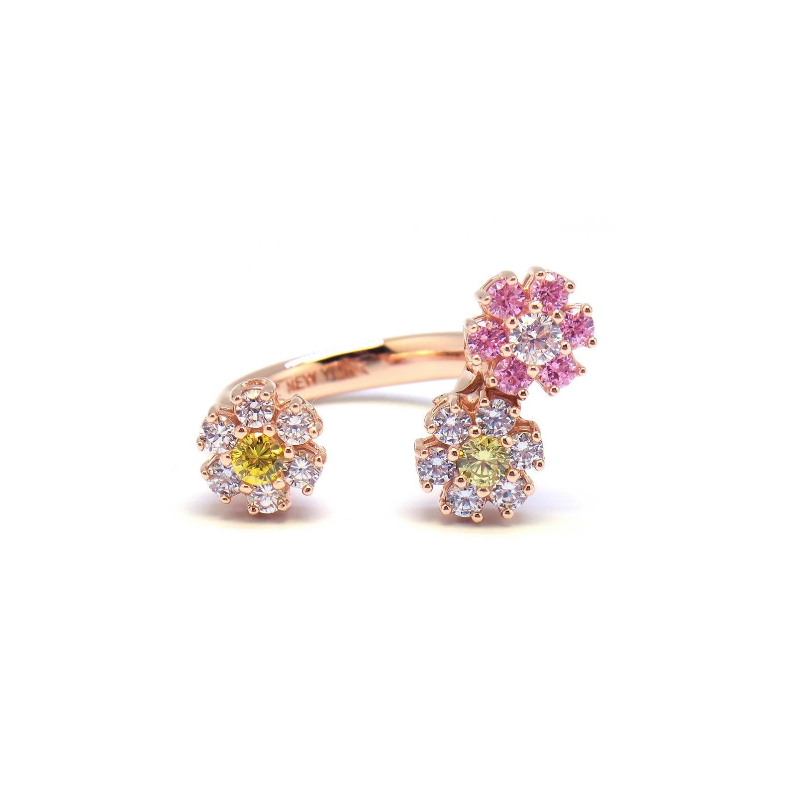 EVELINA MULTI-FLOWER STONE OPEN RING – avec new york