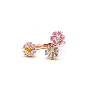 EVELINA MULTI-FLOWER STONE OPEN RING