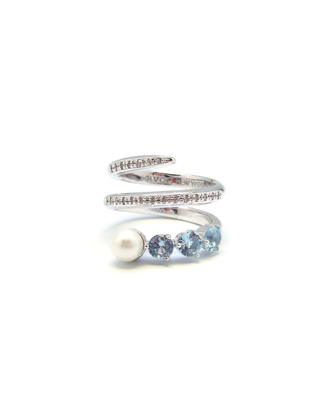 NOORE 1 PEARL RHINESTONE PAVE RING