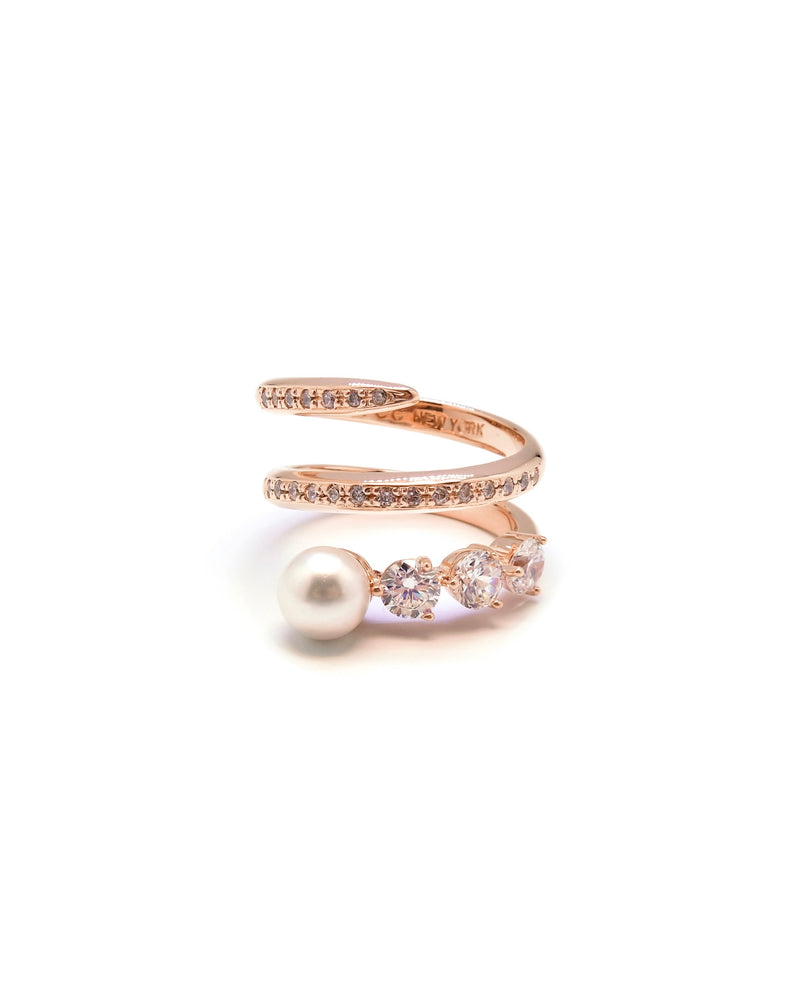 NOORE 1 PEARL RHINESTONE PAVE RING