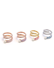 Load image into Gallery viewer, NOORE 1 PEARL RHINESTONE PAVE RING
