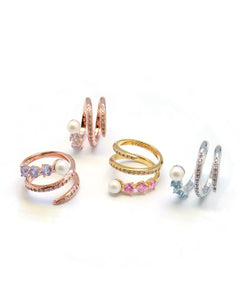 NOORE 1 PEARL RHINESTONE PAVE RING