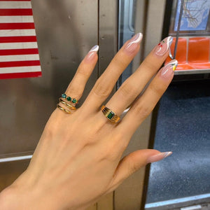 NOORE 2 RHINESTONE PINKY RING