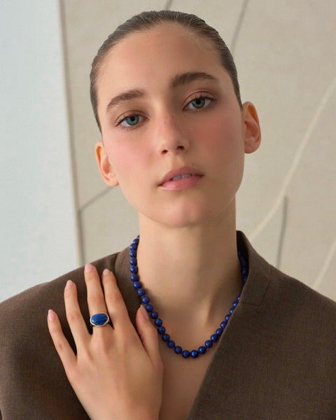 SAVINA 2 LAPIS BEADED NECKLACE