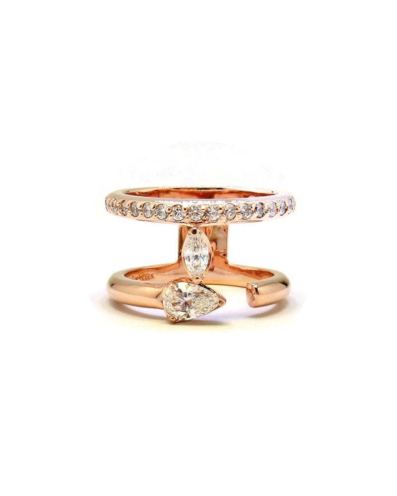PETAL 1 DUO STONE PAVE RING