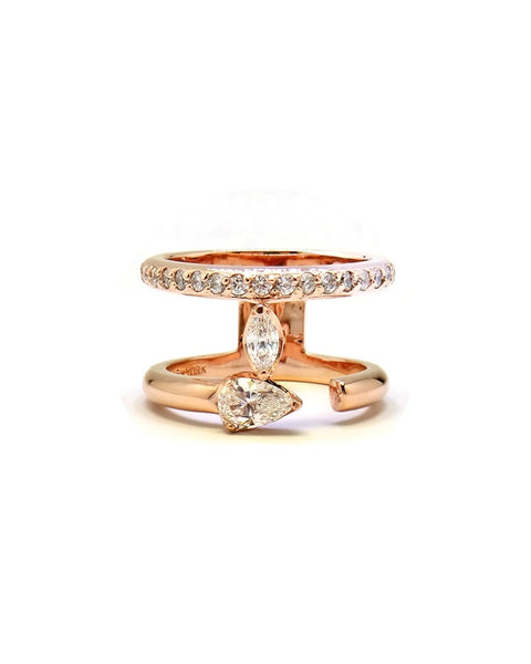 PETAL 1 DUO STONE PAVE RING