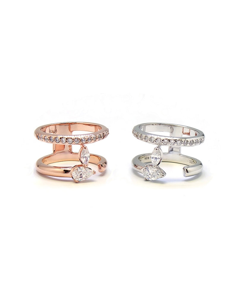PETAL 1 DUO STONE PAVE RING