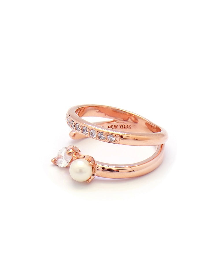 PETAL 2 PEARL STONE PAVE RING