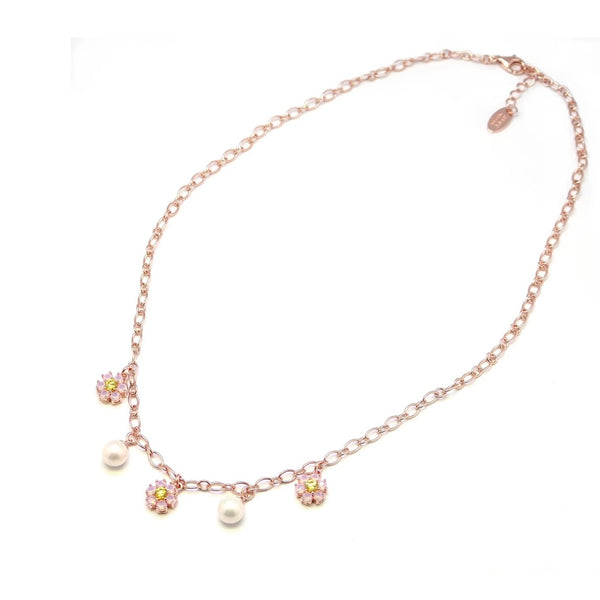 EVELINA MULTI-FLOWER LINK CHAIN NECKLACE