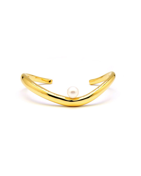 INGRID 2 CURVE PEARL OPEN BANGLE