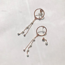 Load image into Gallery viewer, CECILLIA CIRCLE PEARL STONE CHAIN EARRING
