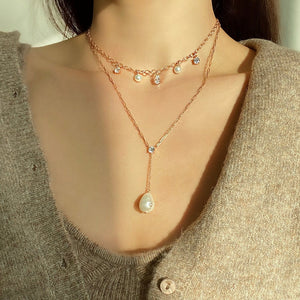DYLAN BAROQUE PEARL Y CHAIN NECKLACE