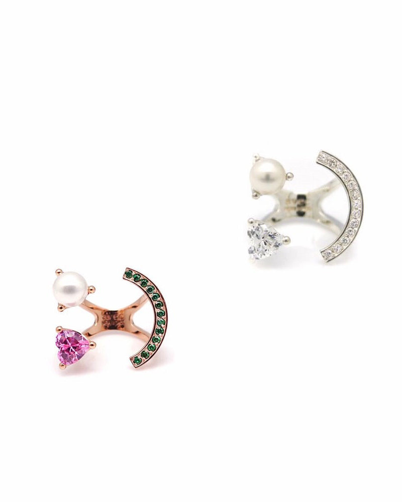 HEART PEARL SMILE PAVE RING