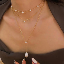 Load image into Gallery viewer, CECILLIA PEARL STONE DBL CHOKER NECKLACE
