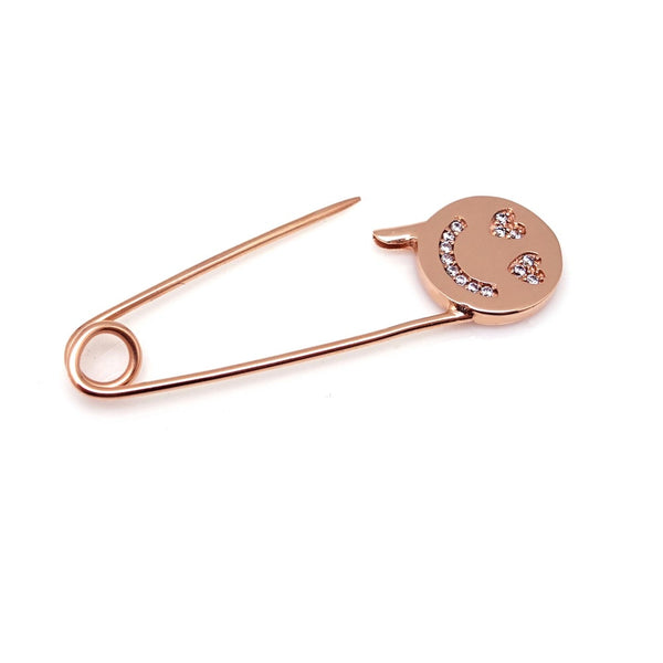 SMILE HEART EYED FACE PAVE SAFETY PIN