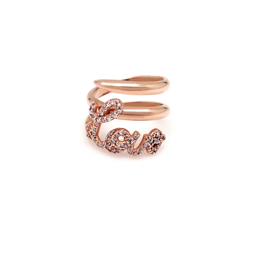 LOVE PAVED SCRIPT PINKY RING – avec new york