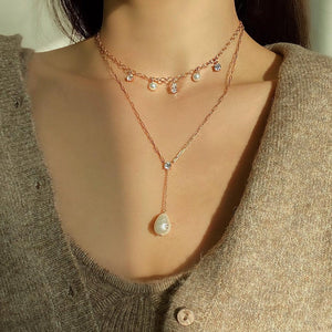 HAILEY PEARL STONE CHAIN NECKLACE