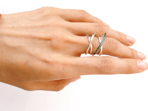 'X' LINE PAVED RING