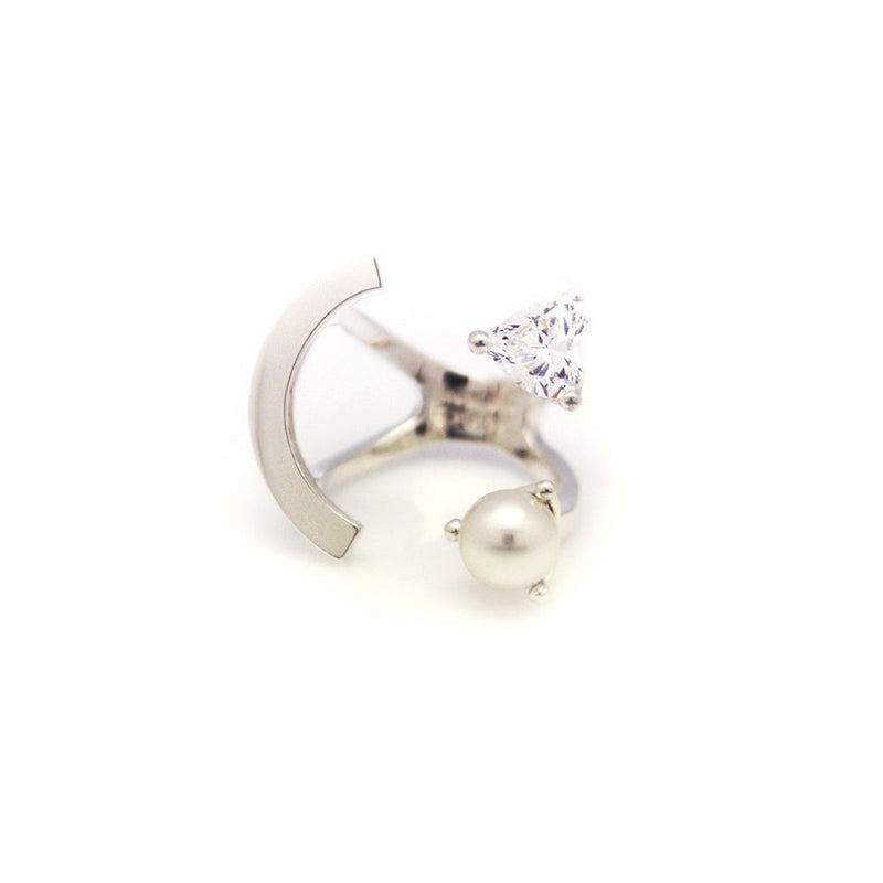 HEART PEARL SMILE PLAIN RING
