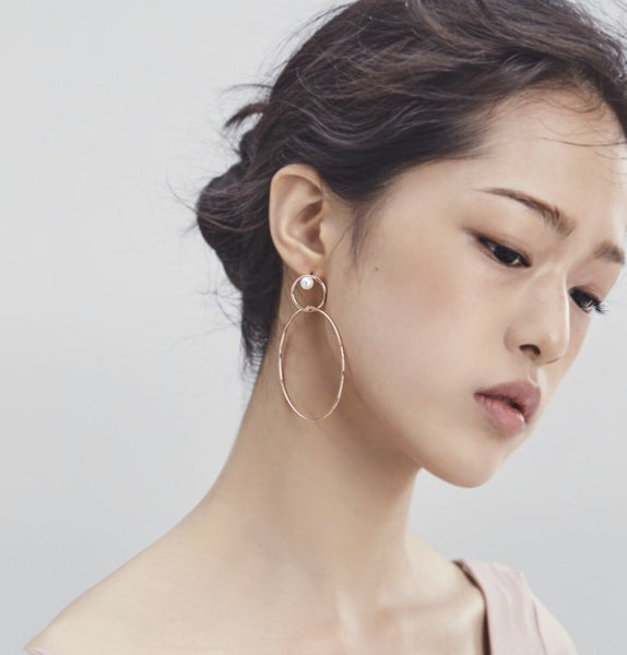 DARCEY 1 & 2 HOOP PEARL DANGLE EARRING