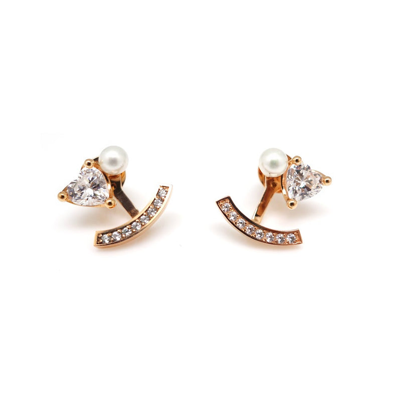 HEART PEARL SMILE PAVE EARRING