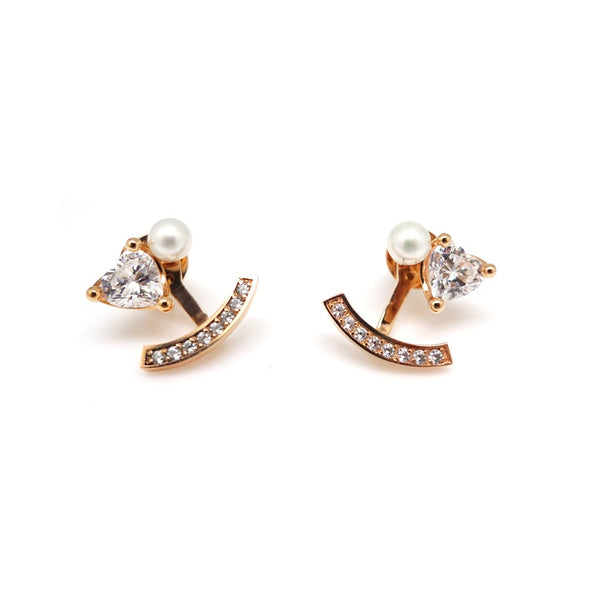 HEART PEARL SMILE PAVE EARRING