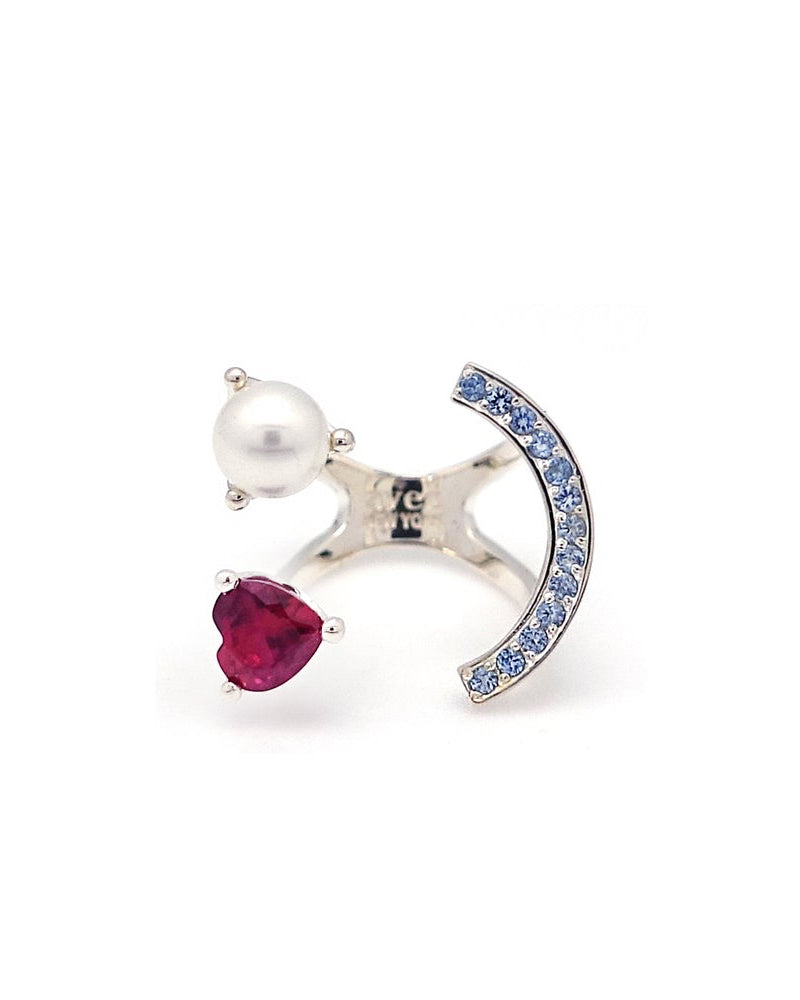 HEART PEARL SMILE PAVE RING