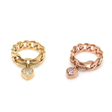 Load image into Gallery viewer, KISMET 2 HEART STONE CHAIN RING
