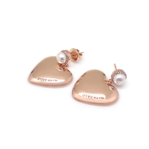 VALENTI PAVE PEARL BIG HEART EARRING