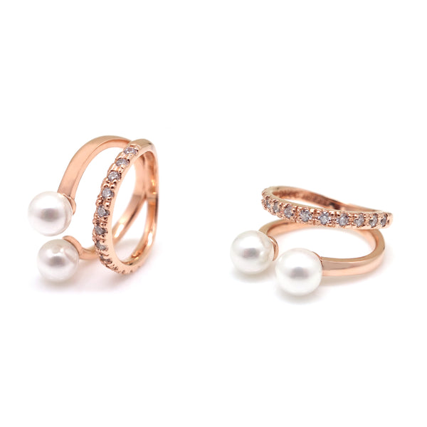VERA DUO PEARL PAVED RING