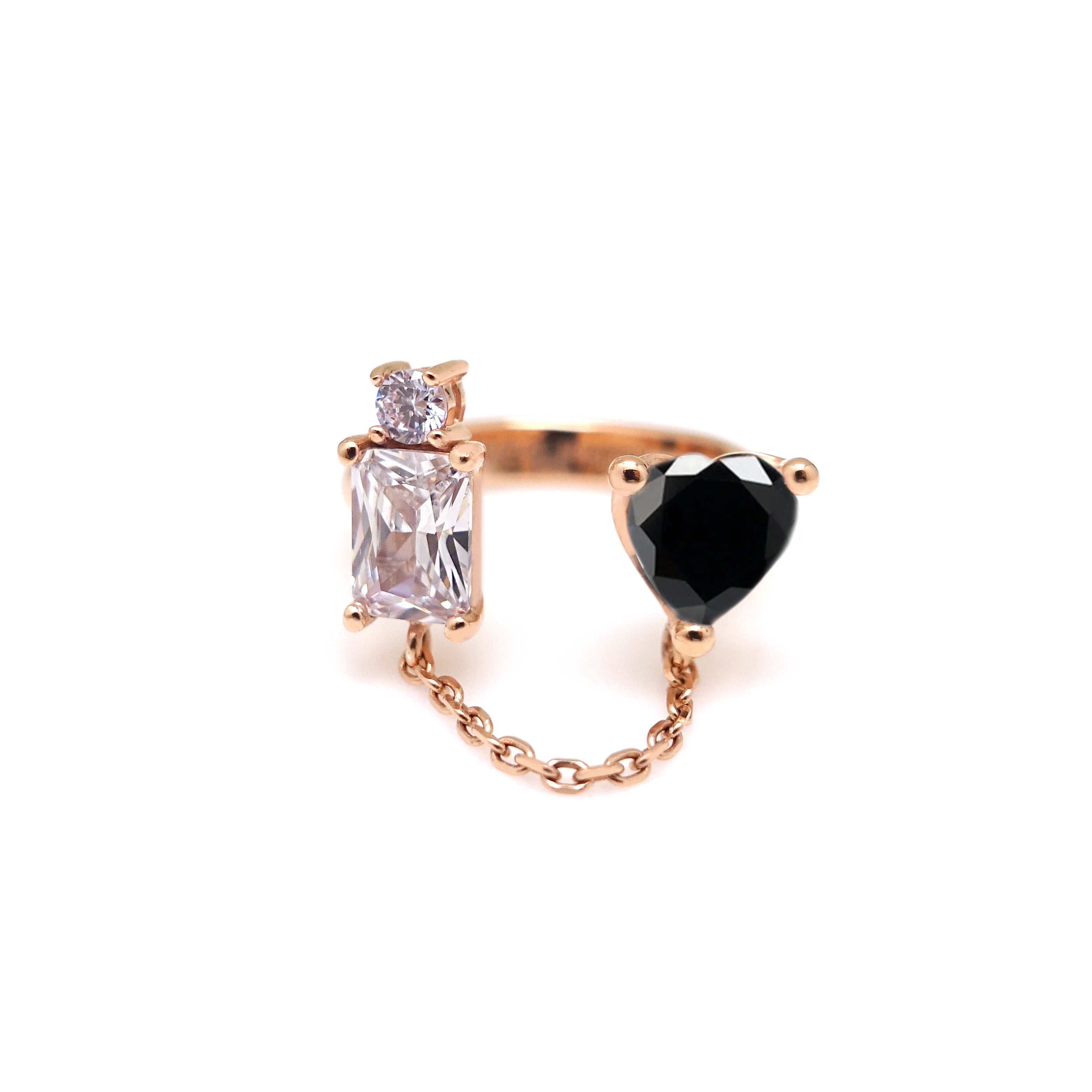 BELLE SQ HEART CHAIN RING – avec new york