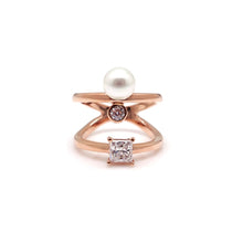Load image into Gallery viewer, SEREIN 3 SQ STONE PEARL RING
