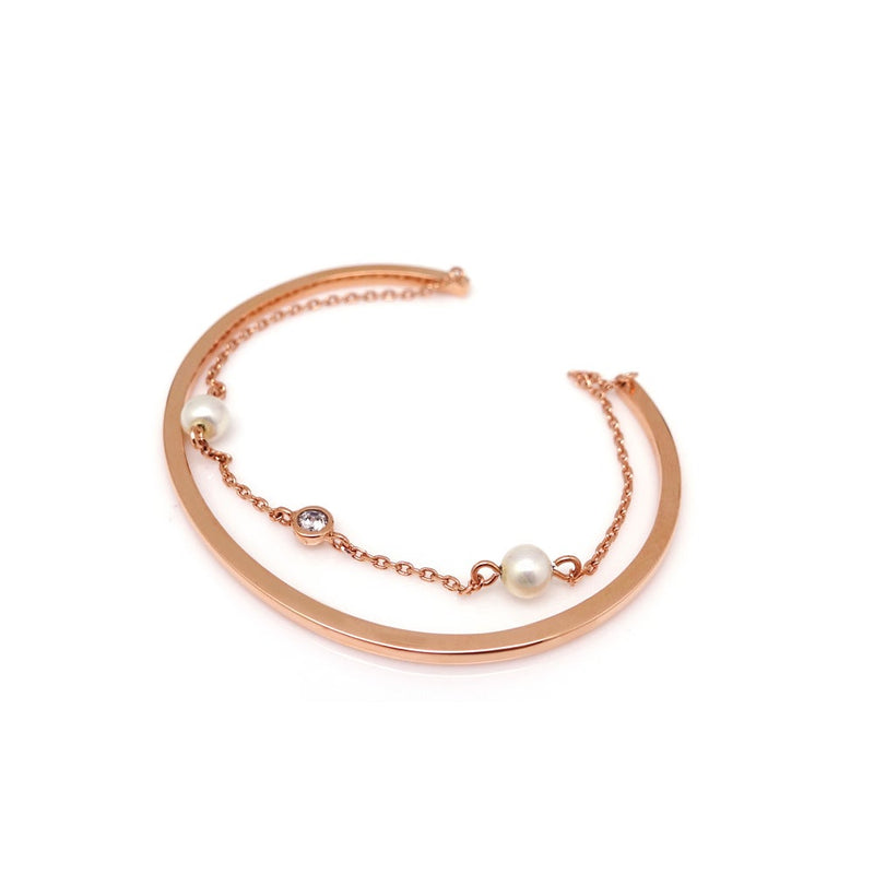 CECILLIA DBL CHAIN OPEN BANGLE