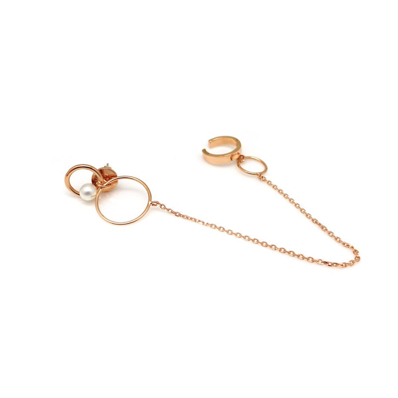 WILLOW DBL HOOP CHAIN EARRING W/ EAR CUFF