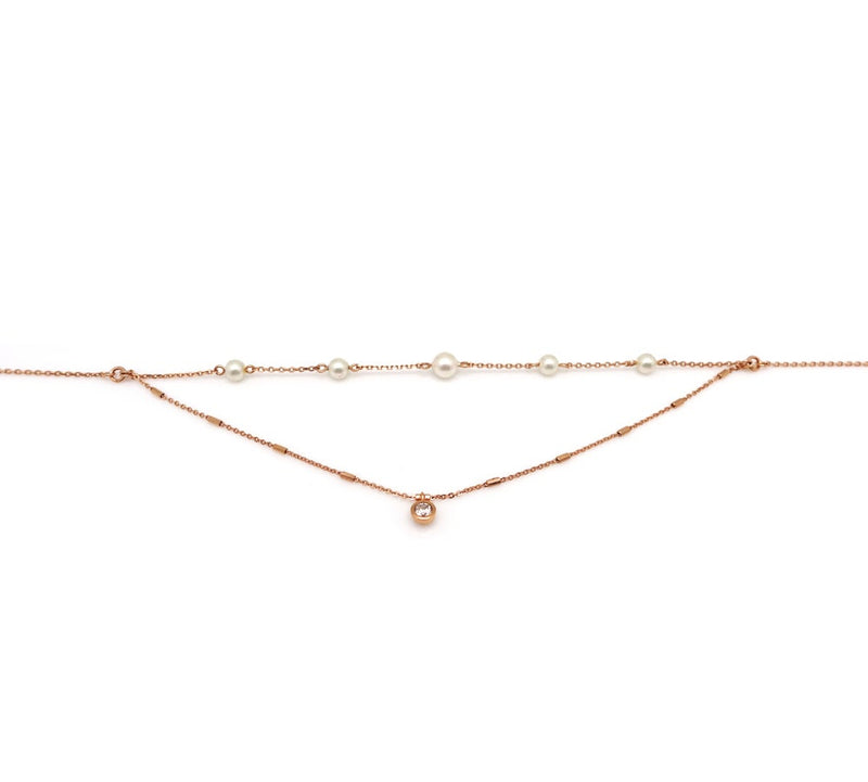 CECILLIA PEARL STONE DBL CHOKER NECKLACE