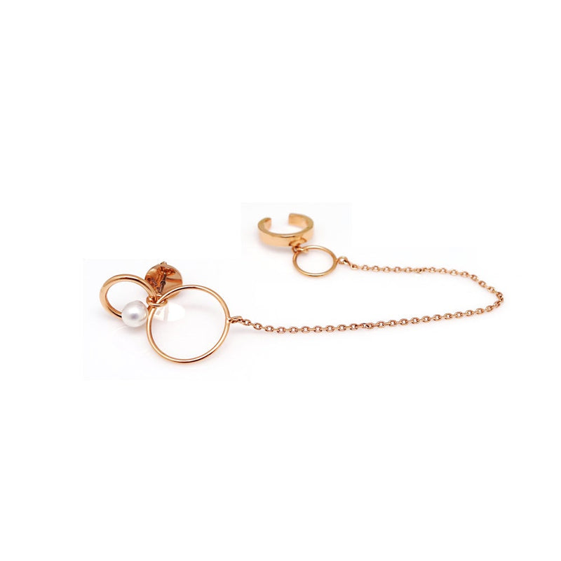 WILLOW DBL HOOP CHAIN EARRING W/ EAR CUFF