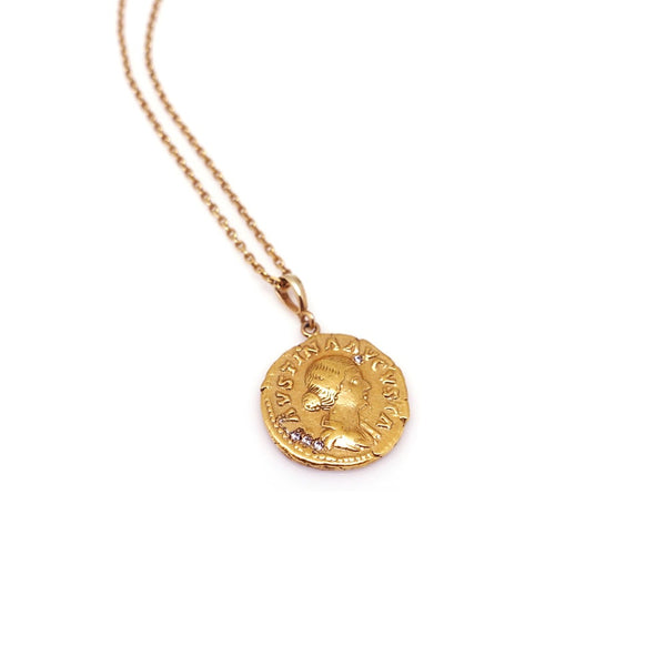 ANCIENT ROMAN STONED COIN NECKLACE