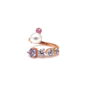 MADEMOISELLE 2 PEARL PAVED RING