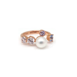 MADEMOISELLE 3 PEARL PAVED RING