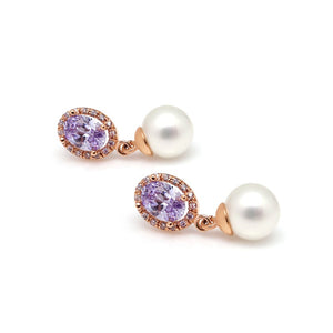 CAMBELL PAVED OVAL PEARL EARRING